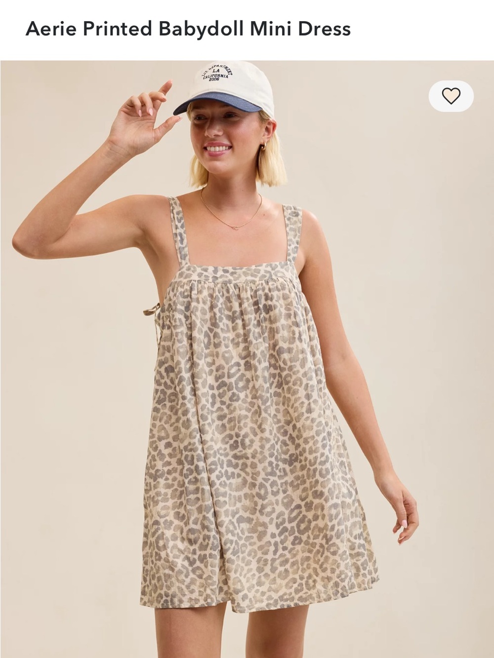 Aerie Printed Mini Baby Doll Dress Leopard Cheetah Print size Medium